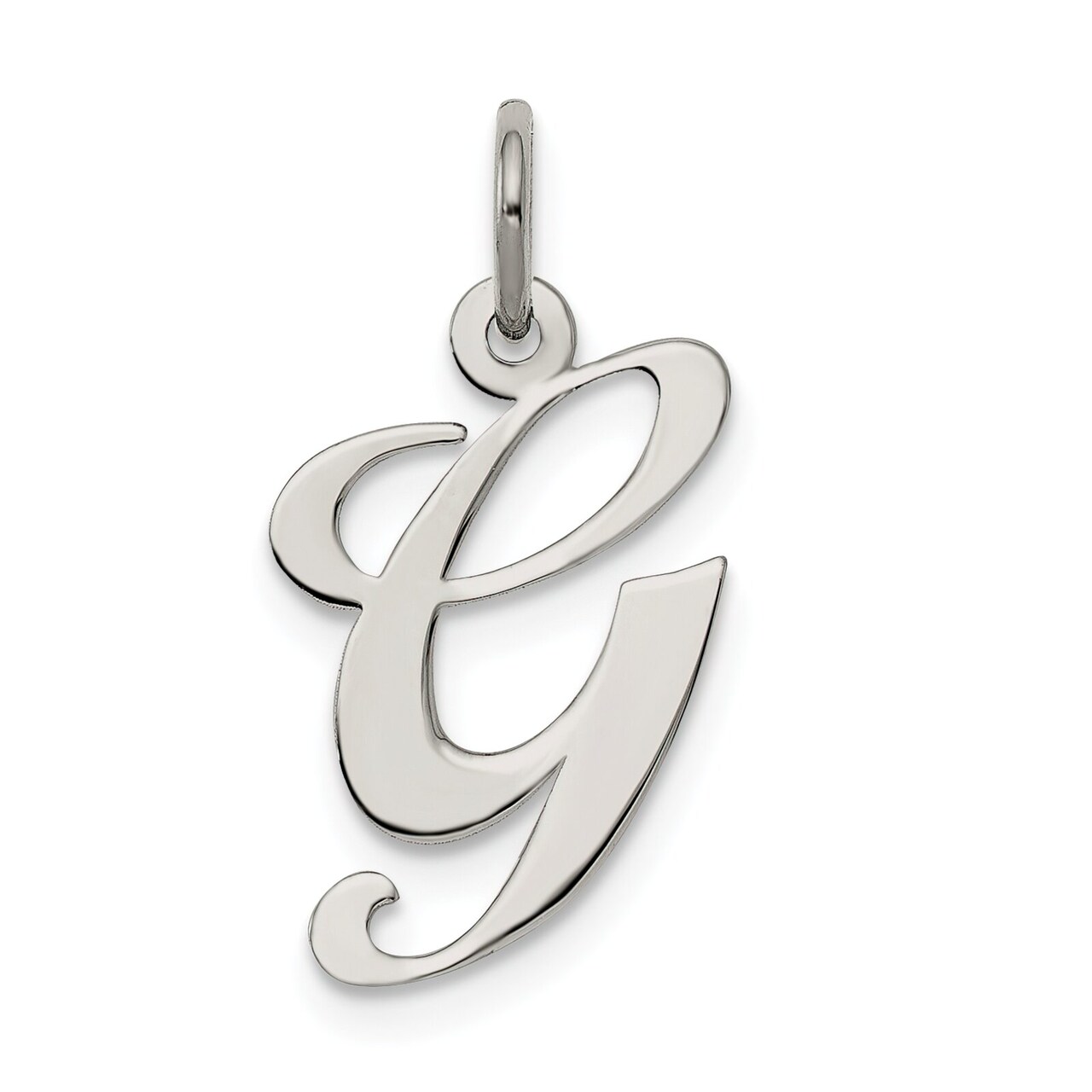 Sterling Silver Medium Script Initial Letter G Charm Jewerly 18mm x 13mm